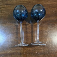 Two Hand Blown Blue Ombre Wine