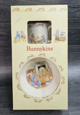 Royal Doulton Bunnykins Baby Mug & Plate Set Christening Handled Cup Boxed 1990