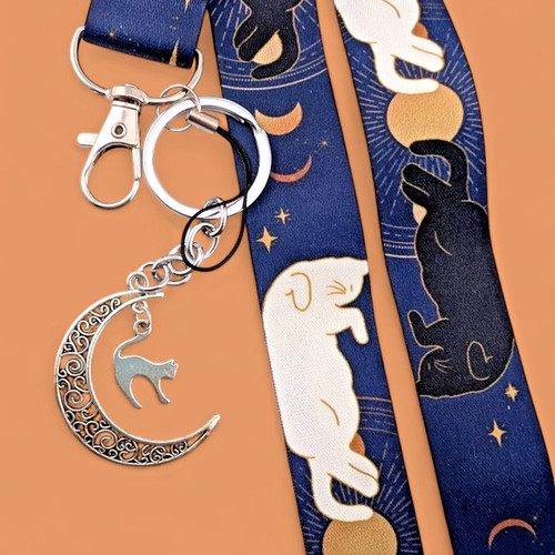 Lunar cats lanyard witchy - lunar,