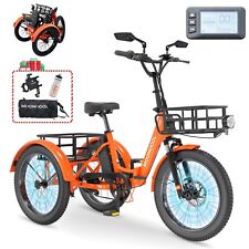 MOONCOOL 20inch Folding Electric Trike Motorized Fat Tyres Tricycle 25km/h 36V