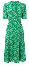 LK Bennett Green 100% Silk Montana Dress Size 12
