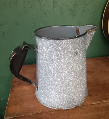 Vintage enamel french grey - vintage,