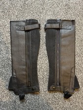 New Ladies Mens Premium Leather Horse Riding Zip Up Half Chaps Gaiter Large