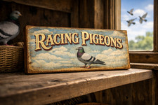 Racing Pigeons plaque wooden