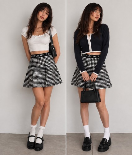 Unif black houndstooth knit - black,