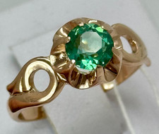 USSR Vintage Original Emerald (lab. made) Rose Gold Ring 583 14K 3,17 g. 8,25 US