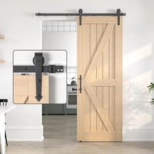 6FT Sliding Barn Door Kit Without Door - Heavy Duty Steel Track, Arrow Style, Bl