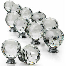 CLEAR CRYSTAL DIAMOND GLASS DOOR KNOBS CUPBOARD DRAWER FURNITURE HANDLE CABINET