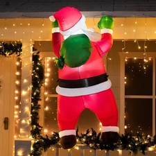 5.5 FT Tall Christmas Inflatable Hanging Santa with Gift Bag Decorations, Blow U
