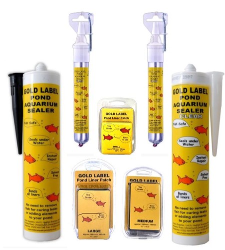 Gold label pond liner - label, repair