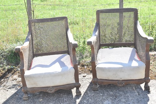 Antique pair bergere oak - antique,