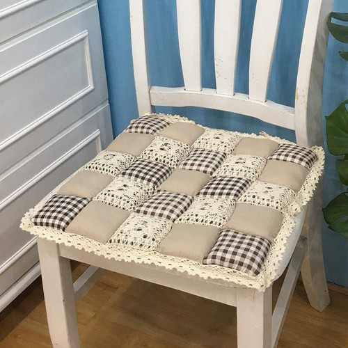 Patchwork chair pad with - pad, ties