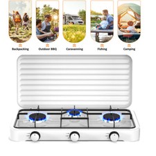 Portable Gas Stove 3 Burner Desktop Cooker Cooktop LPG Outdoor Camping Caravan