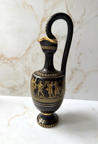 Vintage greek black gold ewer - vintage,