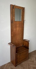 Vintage Antique Art Deco Hall Stand With Mirror Seat Storage * FREE DELIVERY *
