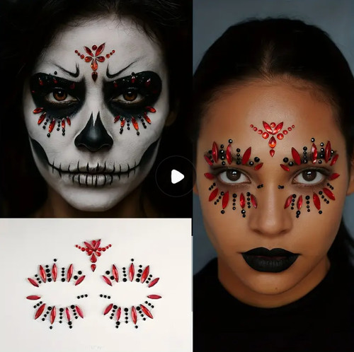 Red black face gems - gems, jewels