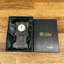 Vintage Galway Irish Crystal Grandfather Desk Clock 4.25 boxes needs new battery