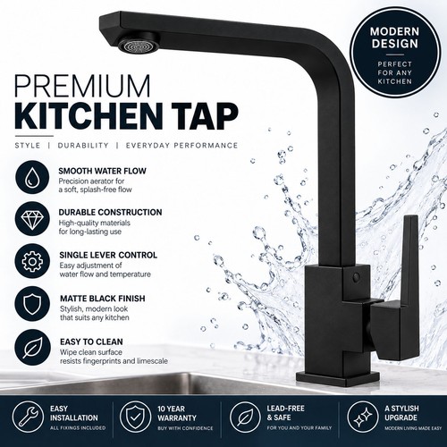 Kitchen sink mixer taps black - mixer,