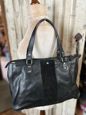 Large BILLY BAG black leather suede trim tote shopper everyday hand bag