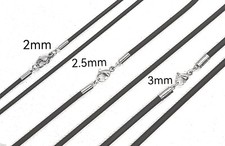 Black Silicone Rubber Style Necklace With Stainless Steel. Choose Width & Length