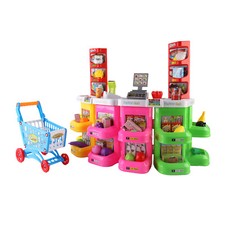 Kids Supermarket Pretend Play Set with Shop Counter Trolley Food Lights & Sound