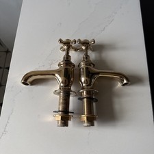 Vintage Vernon Tutbury Large Heavy Brass Bath Taps Working Well Good Condition