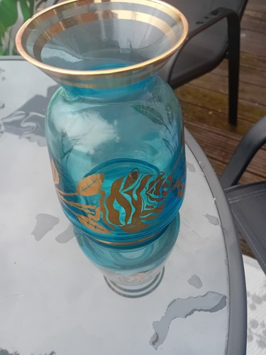 Small turquoise glass - turquoise, vase