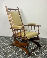 Antique Edwardian American Upholstered Rocking Chair, Living Room Decor