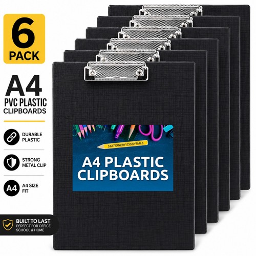 12pk clipboard black pvc - a4,