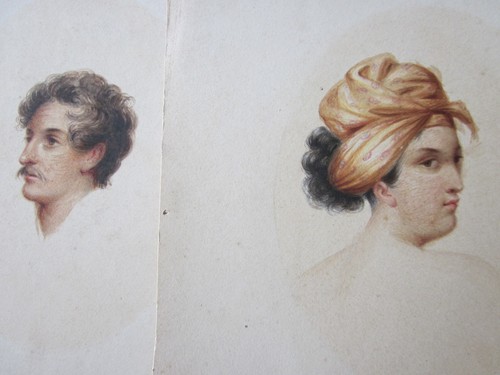 Pair antique c19th - c19th, portrait