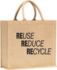 Reuse Reduce Recycle Personalised LARGE Shopping Jute Tote Style Hessian bag 