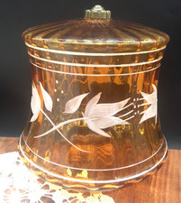 Hand Painted Amber Glass Lamp Shade Vintage/Antique Light 3 3/4" fitter Ceiling