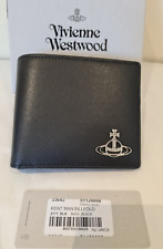 Vivienne Westwood black leather Wallet silver Orb Bi-Fold credit cards notes New