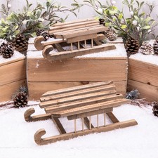 Christmas Wooden Sledge Santa Sleigh Display Decoration Xmas Ornament