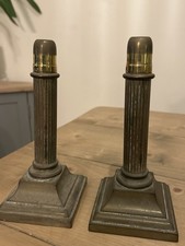 Pair Antique Large Heavy Brass