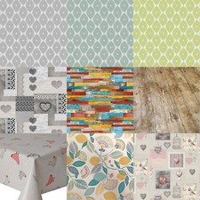 Wipe Clean Tablecloth Cover Vinyl Oilcloth Wipeable Protector, 140 x 100 cm