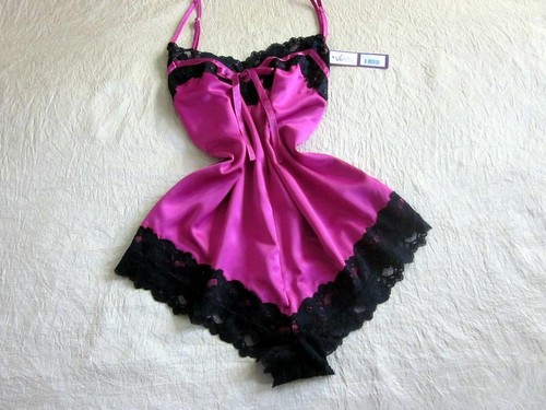 Pink satin cami knickers teddy - pink,