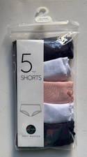 LADIES KNICKERS, Size 12/14, PANTS, SHORTS style, 5 pack, Navy, White, Pink.