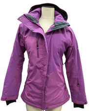 Rossignol Ski Jacket Women Large Pink Fuchia Colorblock Hooded Winter Coat