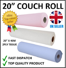 COUCH ROLL WHITE BLUE PINK 2PLY PAPER 20"X40M BEAUTY SALON BED COVER PREMIUM