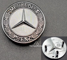 MERCEDES-BENZ SILVER & BLACK WREATH BONNET BADGE EMBLEM 38mm C E CLASS W205 S205