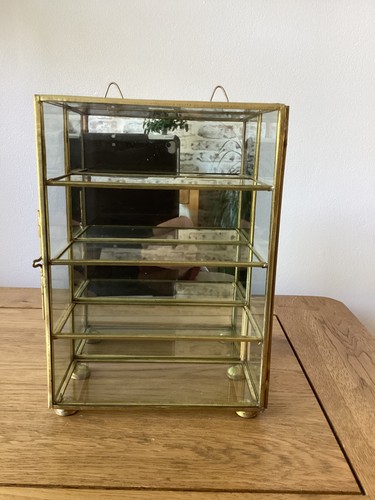Brass glass mirrored curio - &,