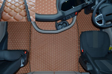 ECO LEATHER FLOOR MATS - Brown  FIT Daf  XG , XG+  [ FOLDING PASSENGER SEAT]