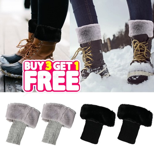 Winter knitted boot - cuffs, fur