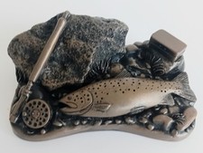 David Hughes Fishing Sculpture. Signed 