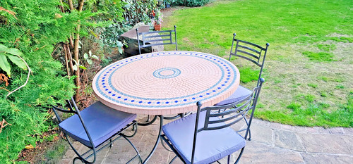 Mosaic garden table and - table, chairs