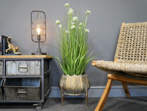 Gold plant pot indoor - gold, vintage