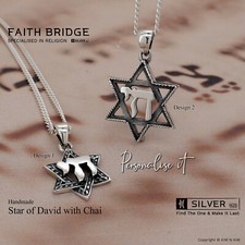 Star of David with Chai Pendant Necklace✔️Solid Sterling Silver✔️Free Engraving