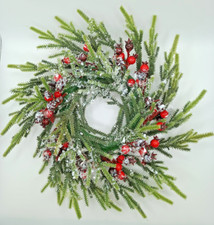 Gisela Graham Snowy Fir Candle Ring Table Decorations Wreath - Pack of 2