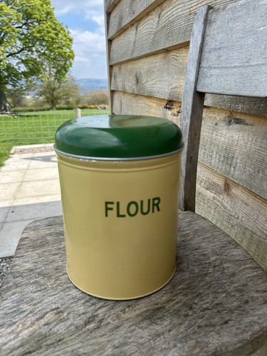 Vintage flour storage tin - vintage,